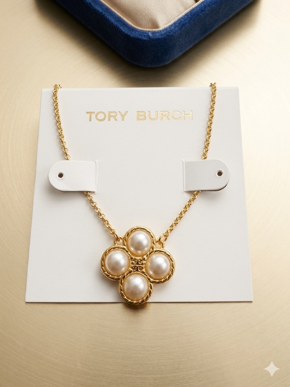 Tory Burch Gold-tone Necklace with Pearl Cluster Pendant